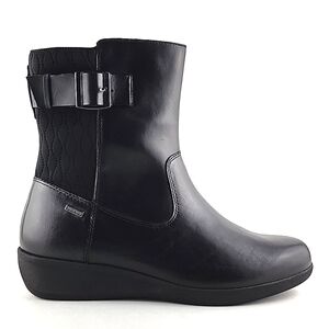 Aravon Women's Black Waterproof Leather Short Wedge Boots Buckle Strap Size 11